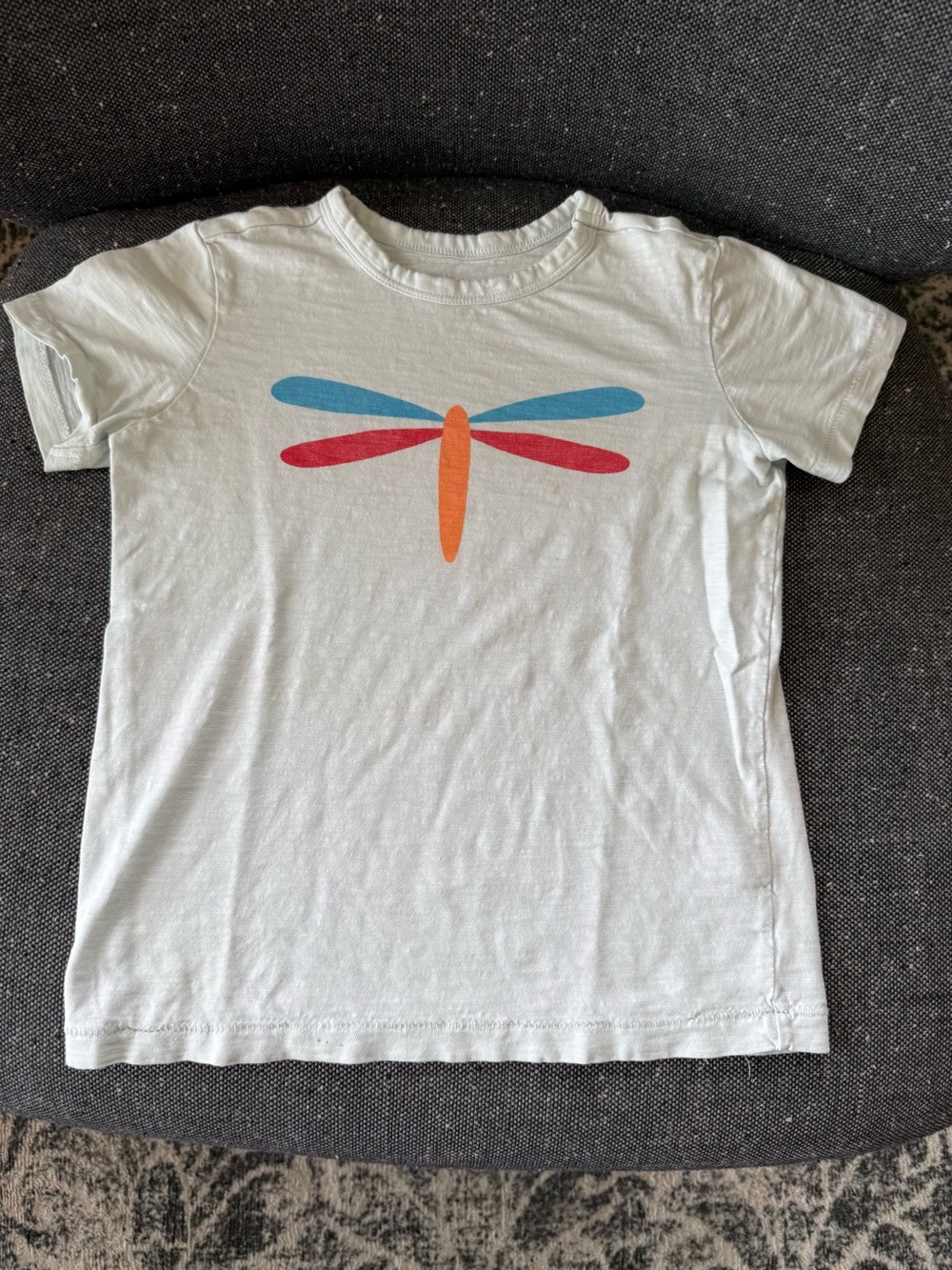 Primary Pale Blue Tee with Blue, Red & Orange Dragonfly
